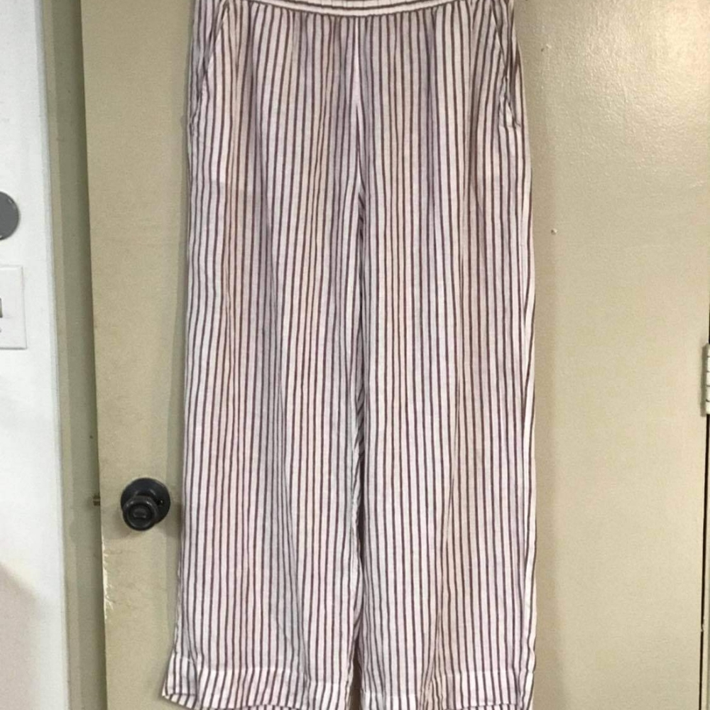 Sigrid Olsen Brand Size Large Stripped Linen Pants - image 1